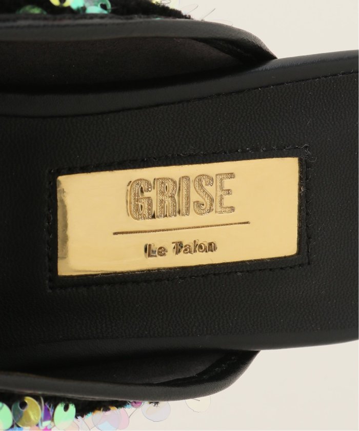 GRISE ポインテッドスパンコールミュールフラット