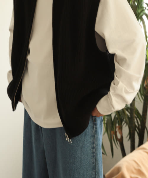 トップス marka ZIP UP VEST - wool silk beaver marka ZIP UP VEST - wool silk beaver -（Beaver Men's Coats