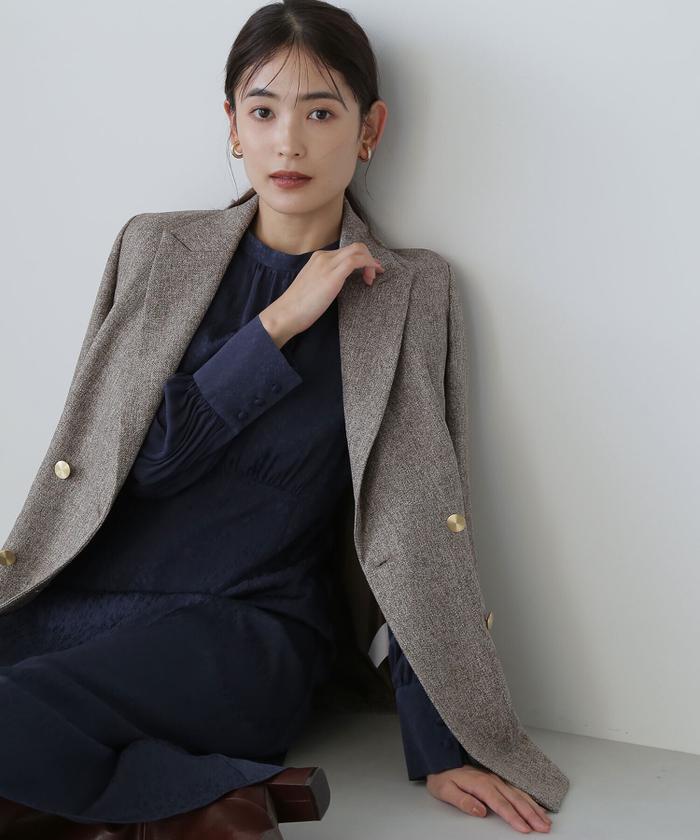 【ショコラ】ダブルブレストボクシージャケットナチュラルビューティー ダブルブレストボクシージャケット23AW(505458137) | ナチュラル