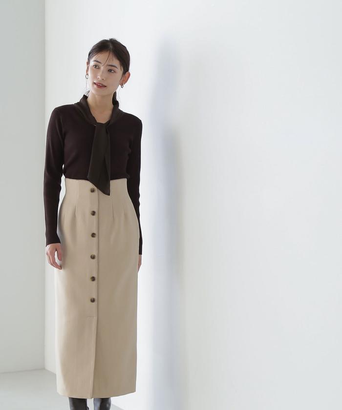 【THEAIRTOWN】dobbit botton sk ボタンラップスカート★ セール 50%OFF】フロントボタンパイピングスカート(505464729