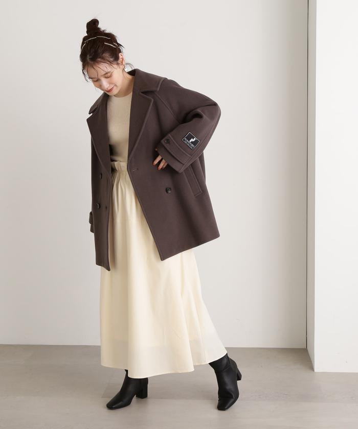 セール】ウールパイルダブルミディコート《S Size Line セール】ウールパイルダブルミディコート《S Size Line