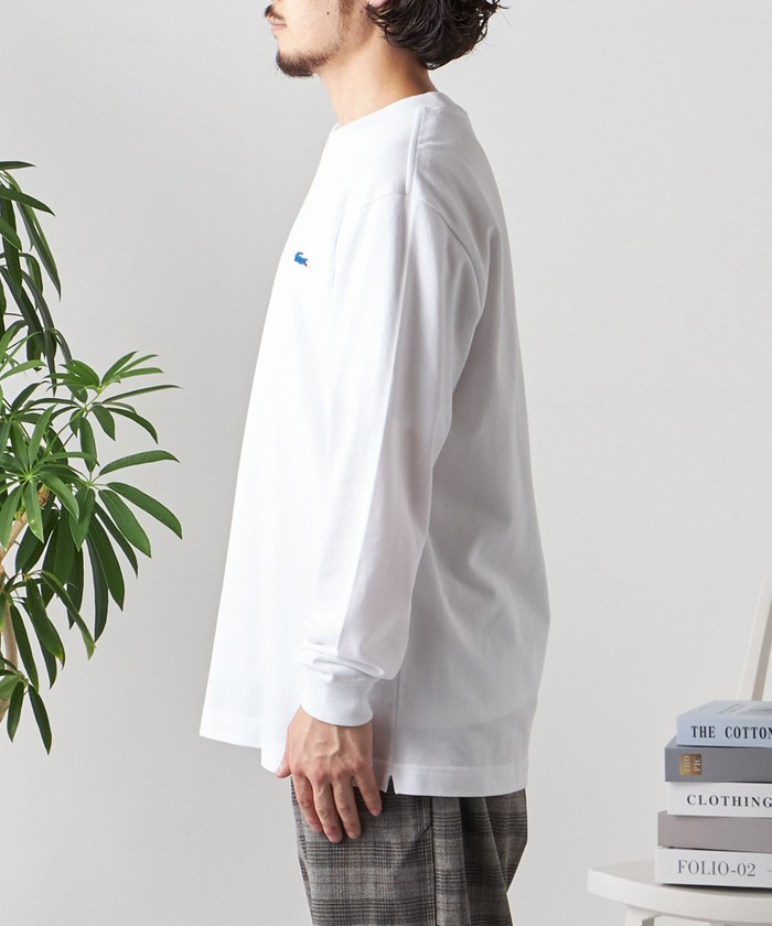 【SHIPS any別注】LACOSTE: ワンポイント ピケ クルーネック Tシャツ (ロンT)◇ シップス エニィ SHIPS any 【SHIPS any別注】LACOSTE: ワン