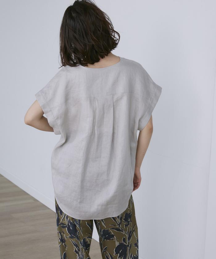 美品 イネド INED 2024 半袖リネンブラウス 定価2.4万 シャツ セール】リネン半袖スキッパーブラウス(506131432) | イネド