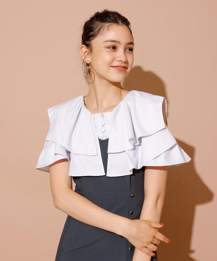 Drawer - ⚠️パセリ⚠️The SECRETCLOSETストライプブラウス Drawer - Drawer*24SS リボンショルダーブラウス コットン