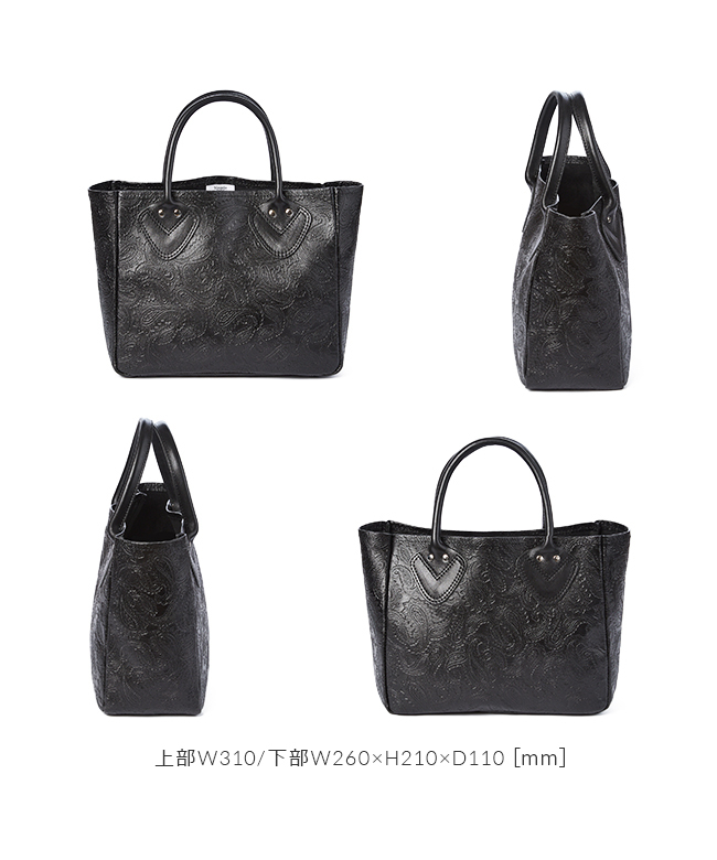 【新品未使用】ブラックペイズリー柄　本革ミニトートバッグ d68386f153ce9f87bd94c593cd1515