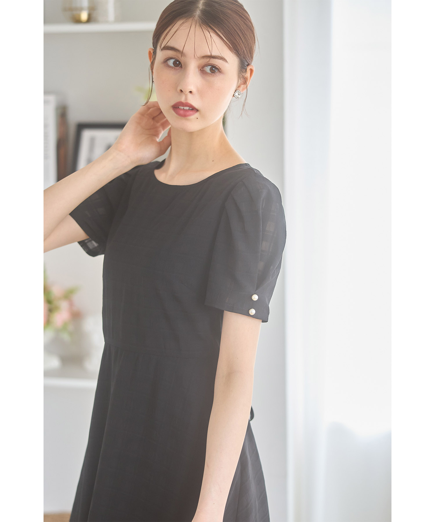 2wayビッグカラーチェックワンピース