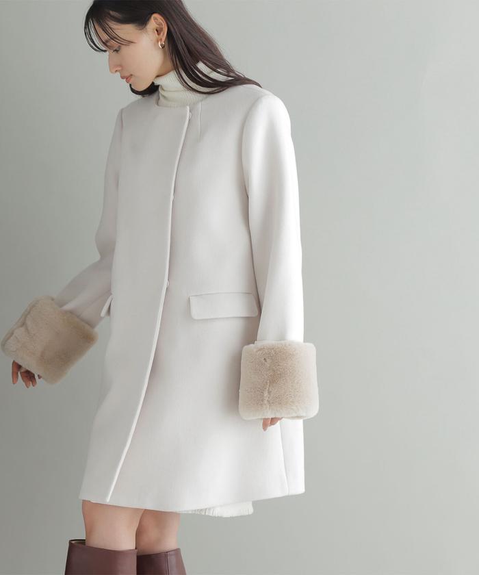 NATURAL BEAUTY BASIC フェイクファースリーブペプラムコートS 楽天市場】【SALE／30%OFF】フェイクファースリーブハーフコート