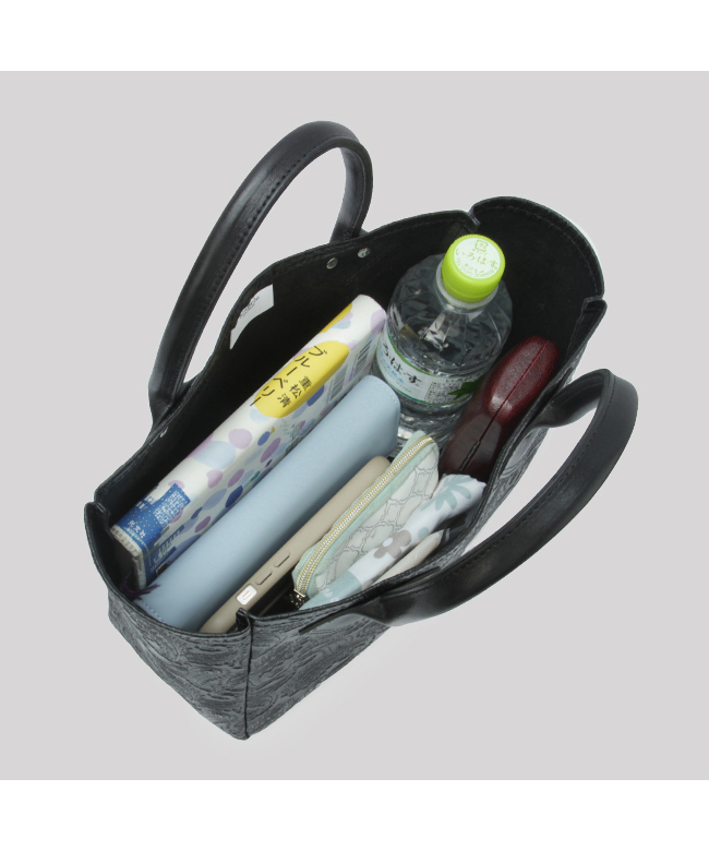 【新品未使用】ブラックペイズリー柄　本革ミニトートバッグ ブランクレ blancle ブランクレ トートバッグ ミニトートバッグ