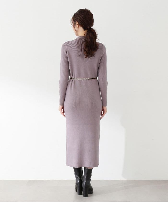 セール 50%OFF】チェーンベルト付ニットワンピース(505469735 セール 50%OFF】チェーンベルト付ニットワンピース(505469735