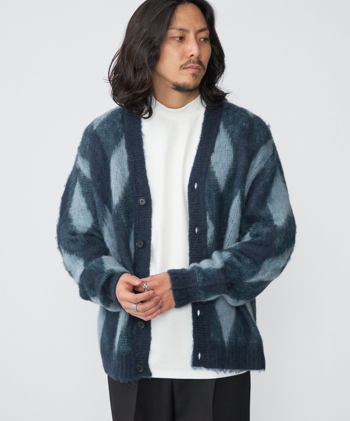 needles ニードルス モヘア カーディガン ブルー フレイム　M ニードルズ/Needles Zipped Mohair Cardigan - Solid（全4色