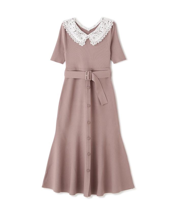セール 50%OFF】レースカラーニットワンピース(505426849 セール 50%OFF】レースカラーニットワンピース(505426849