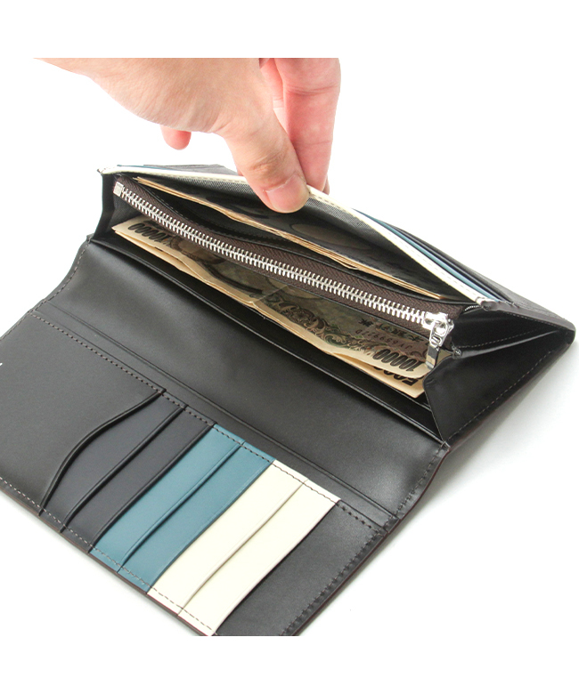 タケオキクチ　新品　メンズ　レザーウォレット(ブラウン/グリーン長) クーポン】タケオキクチ TAKEO KIKUCHI タケオキクチ 財布 長