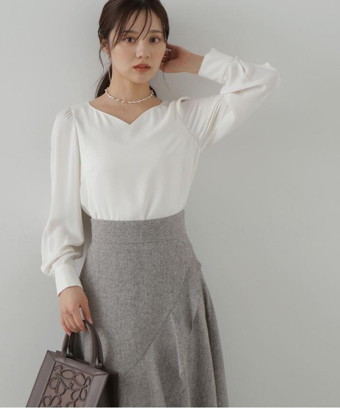 宅配便配送 セール 30%OFF】ハートカットカフスパールブラウス(505469718 トップス