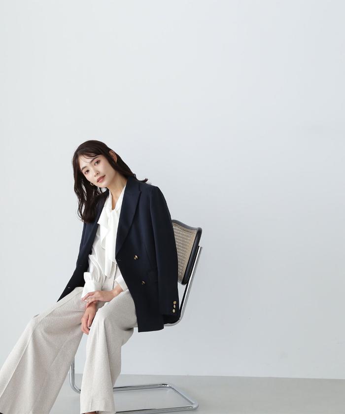ダブルブレストボクシージャケット NATURAL BEAUTY BASIC ダブルブレストボクシージャケット23AW(505458137) | ナチュラル