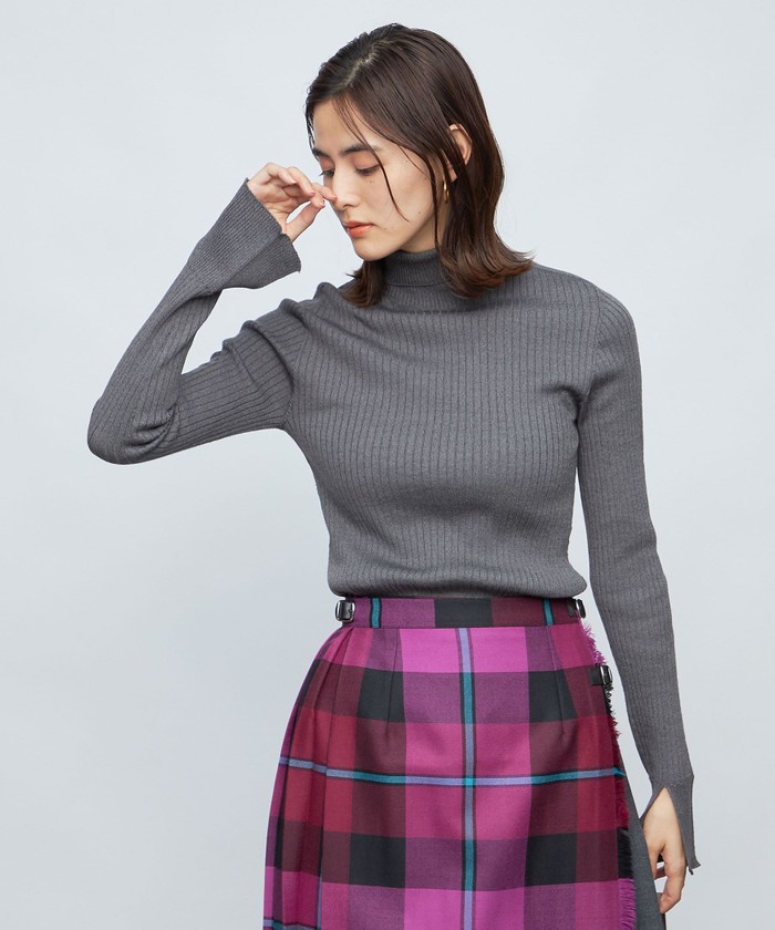 【新品】NOLLEY'S・ウール混ワイドリブタートルネックプルオーバーニット 新品】NOLLEY'S・ウール混ワイドリブタートルネックプル