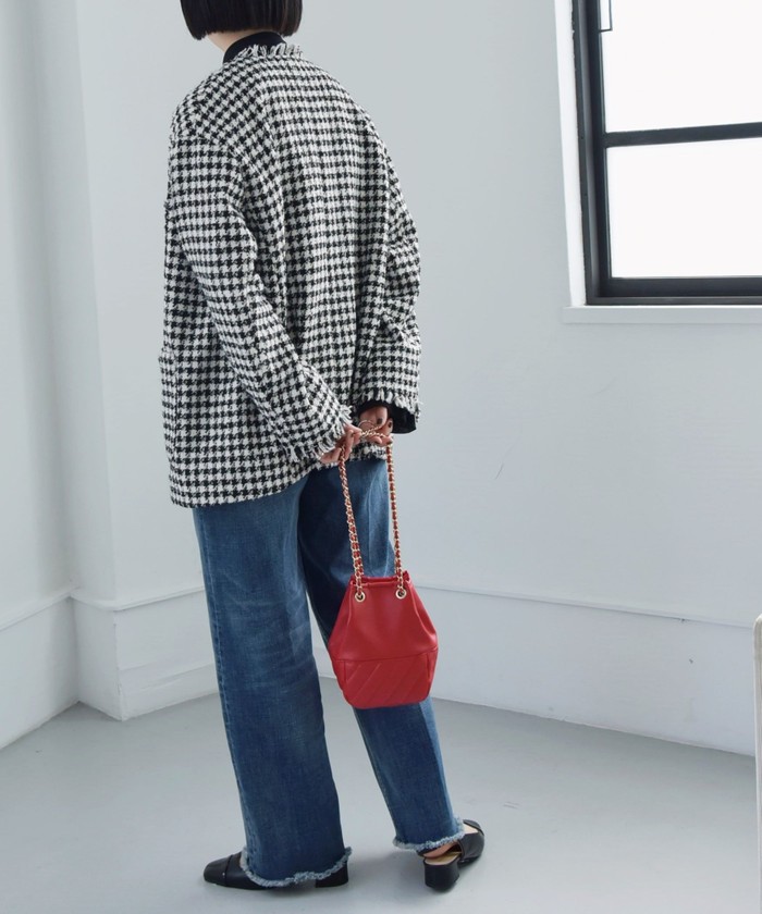 GIVENCHY Life レトロ チェック柄 ノーカラー ジャケット GIVENCHY - GIVENCHY ジバンシー ノーカラージャケット グレン