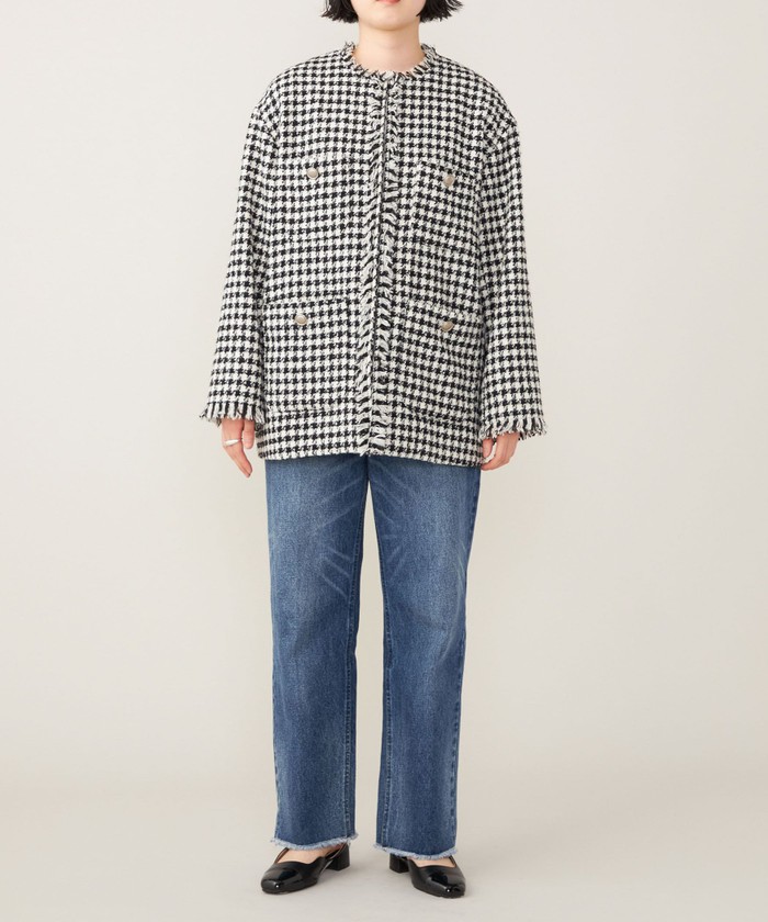 セール 30%OFF】quaranciel: チェック ファンシー ツイード ノー