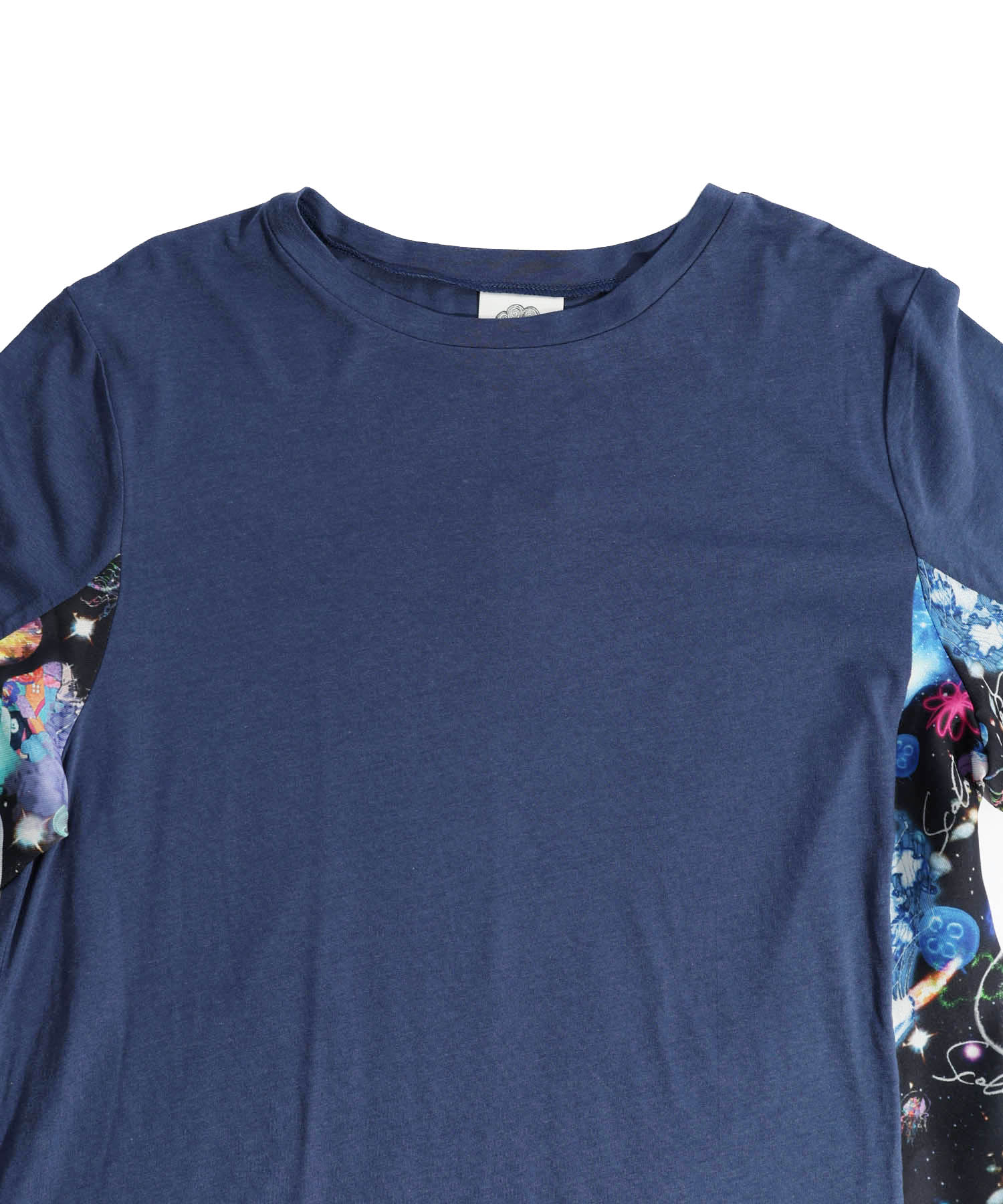 クーポン】【セール 20%OFF】宇宙クラゲ柄 異素材切替ワンピース クーポン】【セール 20%OFF】宇宙クラゲ柄 異素材切替ワンピース