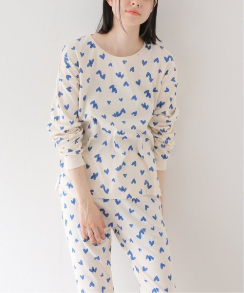PETIT BATEAU/プチバトー】ハート（ブルー）プリント長袖パジャマ 