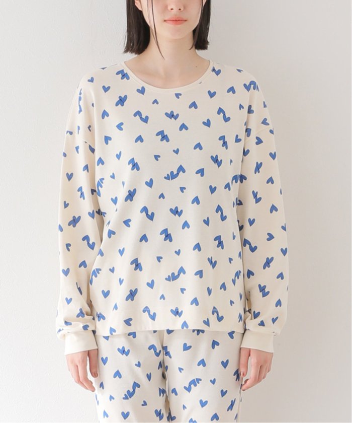 PETIT BATEAU/プチバトー】ハート(ブルー)プリント長袖 PETIT BATEAU/プチバトー】ハート(ブルー)プリント長袖
