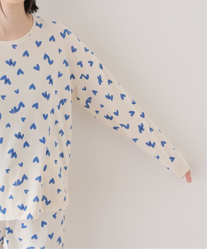 PETIT BATEAU/プチバトー】ハート(ブルー)プリント長袖 PETIT BATEAU/プチバトー】ハート(ブルー)プリント長袖
