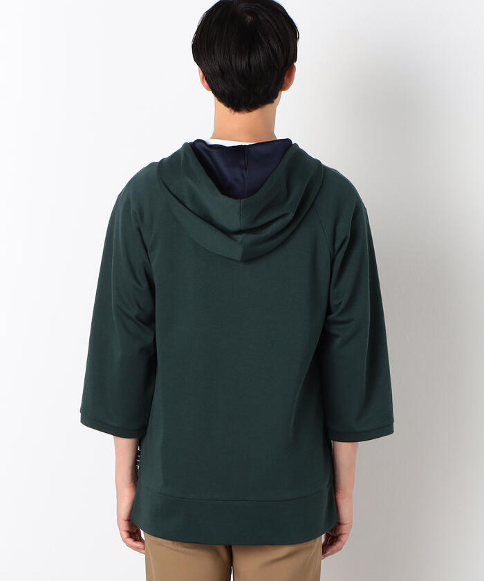 セール 50%OFF】ハーフジップ 7分袖 プルオーバー パーカ