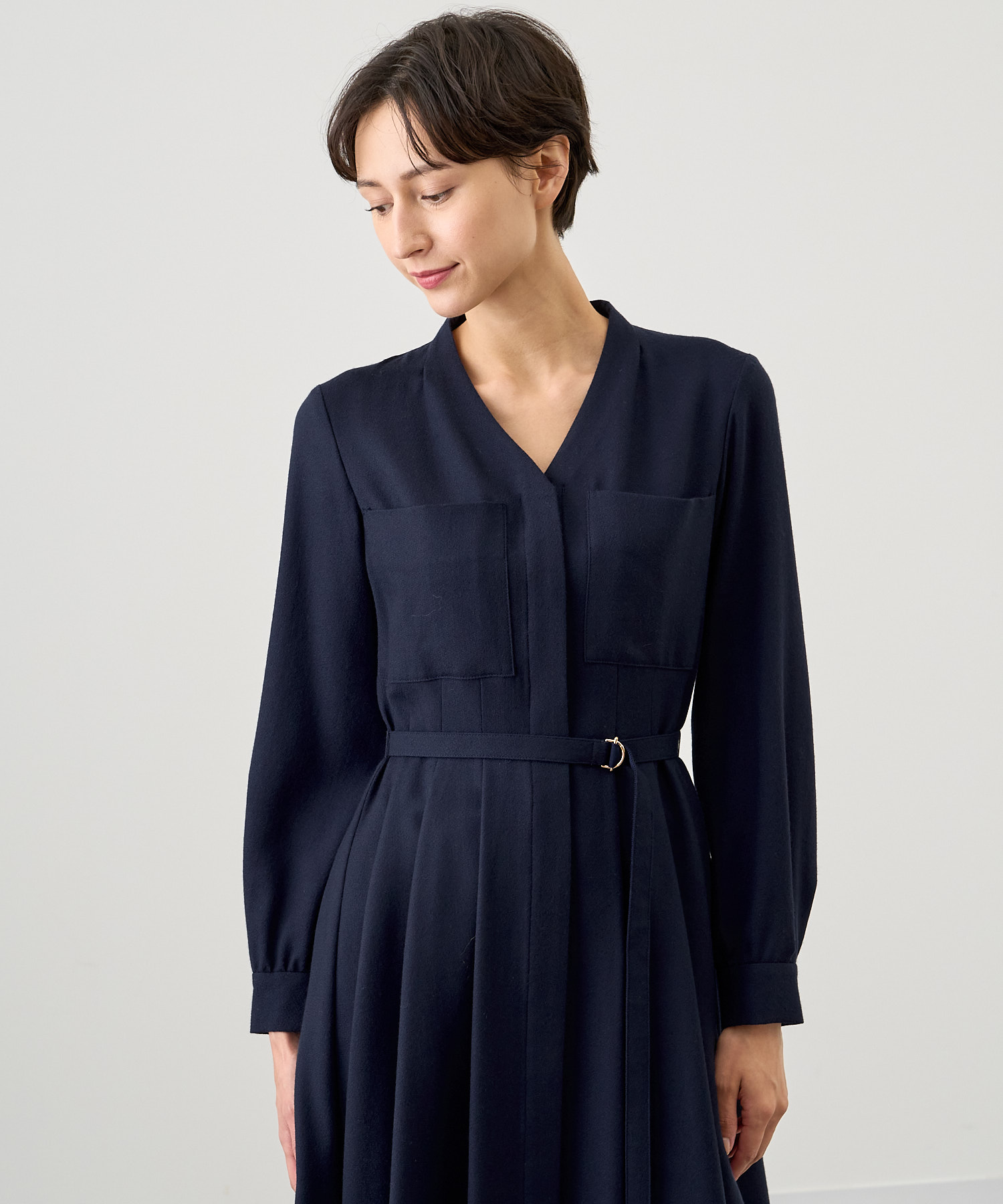 セール 40%OFF】ウールアムンゼンポケットフレア ワンピース セール 40%OFF】ウールアムンゼンポケットフレア ワンピース