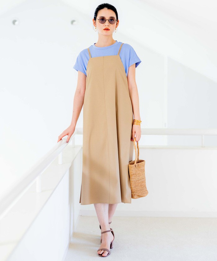 極美品 プランテーション リネンカシミヤ混 レイヤードシャツワンピース 製品染め 極美品 プランテーション リネンカシミヤ混 レイヤードシャツ