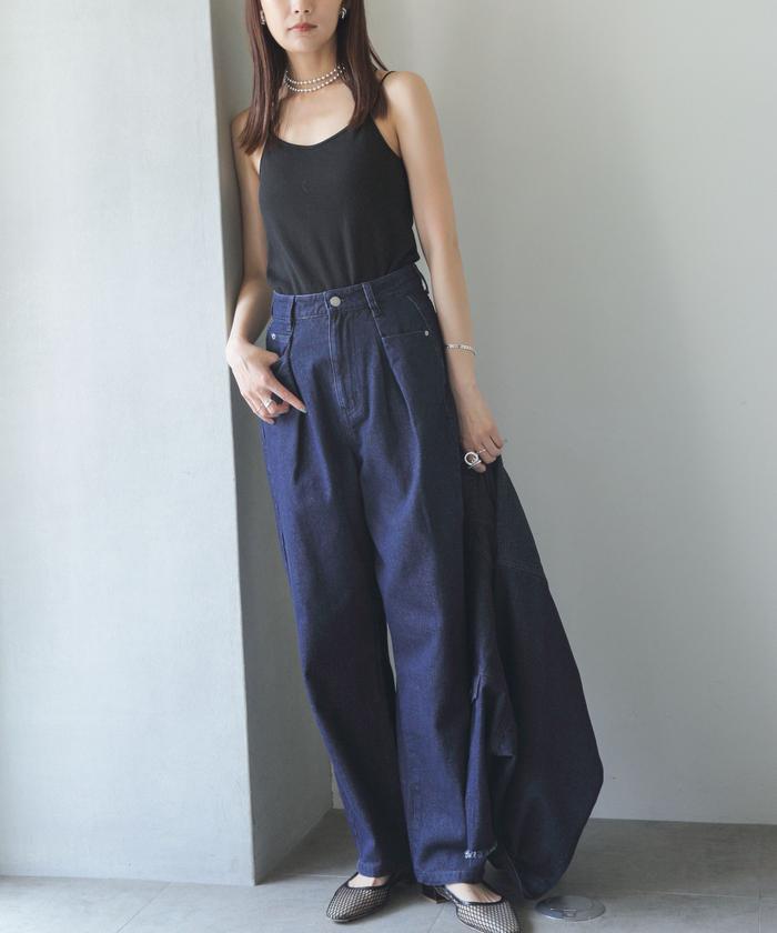 ✨極美品✨ イエナ 2024AW デニムVネックオールインワン 洗える 綿100 IENA（イエナ）の「デニムVネックオールインワン（つなぎ
