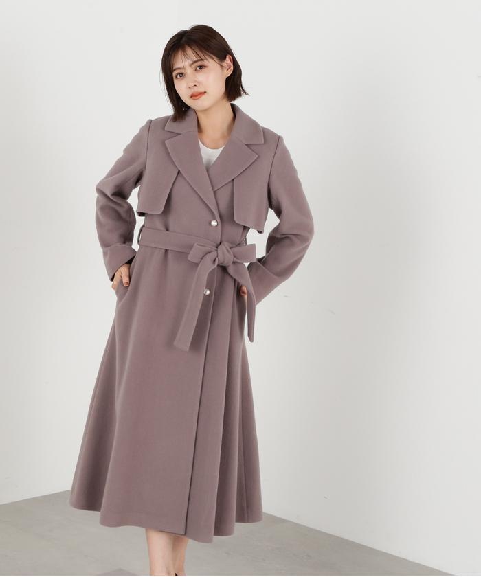 セール 50%OFF】パールボタンウールトレンチコート(505376996 セール 50%OFF】パールボタンウールトレンチコート(505376996