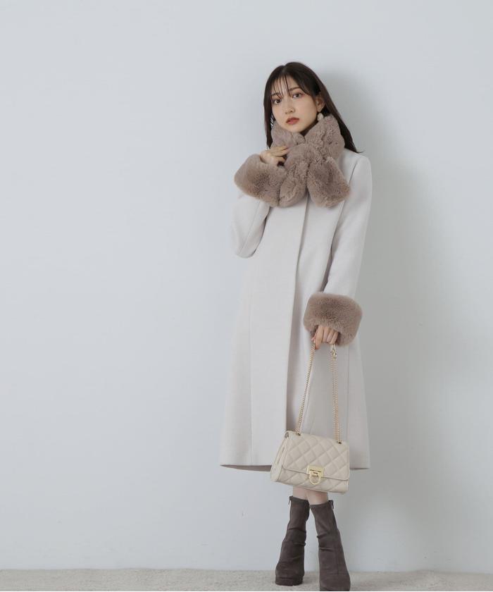 セール 30%OFF】フェイクファー取外しコート/23AW(505451819 セール 30%OFF】フェイクファー取外しコート/23AW(505451819