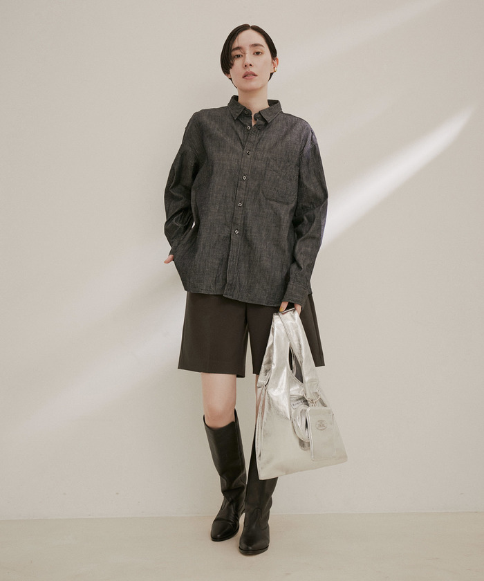 【Americana for SALON】別注バッグ＆ポーチセット　シルバー Americana for SALON】別注バッグ＆ポーチセット シルバー