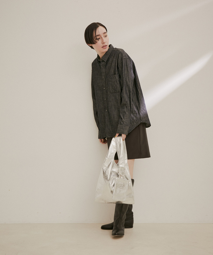 【Americana for SALON】別注バッグ＆ポーチセット　シルバー Americana for SALON】別注バッグ＆ポーチセット シルバー
