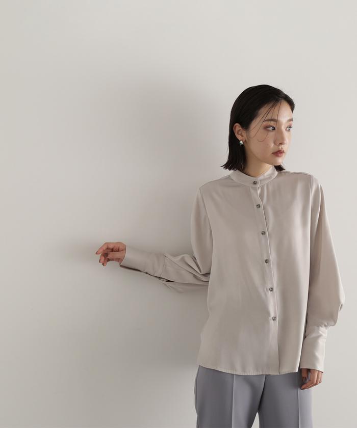 レデイスビッグスリーブブラウス wee9s ブラウス シャツ big collar frill half blouse / 付け襟