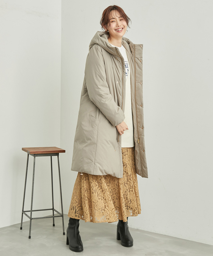 セール 30%OFF】【撥水】GREEN DOWN MINOTECK/フーディロング