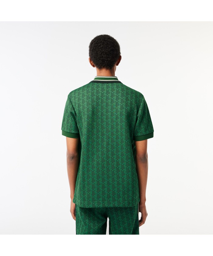 ラコステ　モノグラムジャカード　ポロシャツ　モノグラム　グリーン　美品 LACOSTE / ラコステ】別注 モノグラムジャカード ポロシャツ