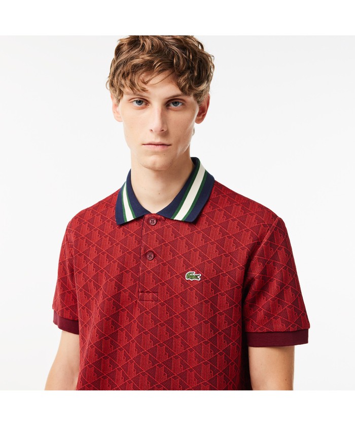セール】ラコステ LACOSTE モノグラムジャカード半袖ポロシャツ