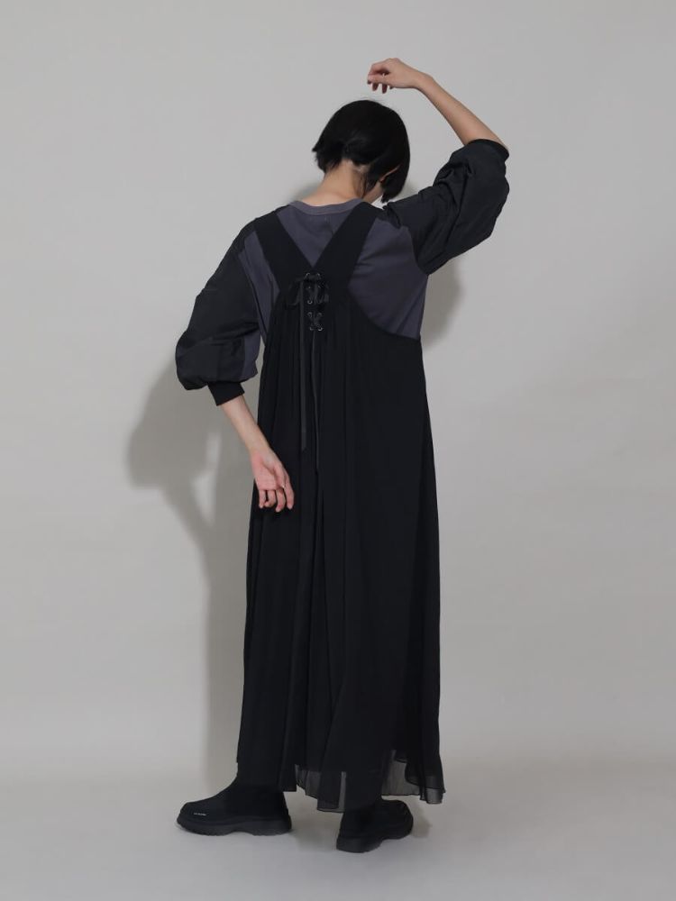 [新品未使用】LASUD レースアップデザインジャンパースカート ラシュッド LASUD レースアップデザインジャンパースカート