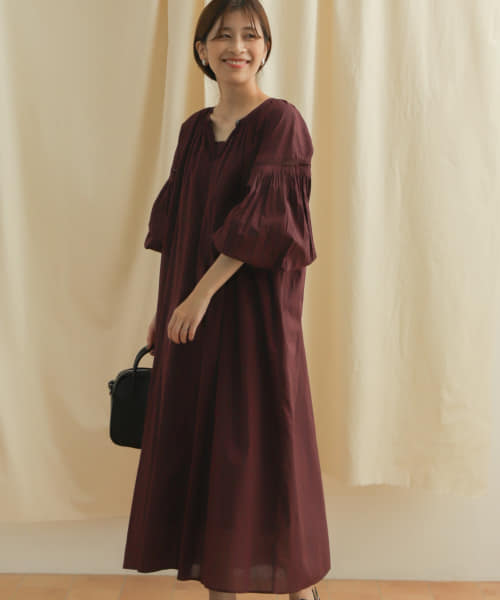 セール 40%OFF】コットンボイルラグランギャザーワンピース