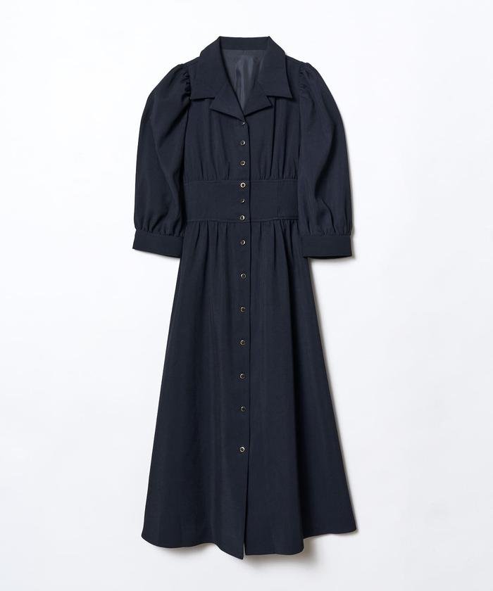 【新品】完売品★RUIRUE BOUTIQUE ・ネイビーレースシャツワンピ ルイルエブティック RUIRUE BOUTIQUE 洗える ｜ スタンドカラー