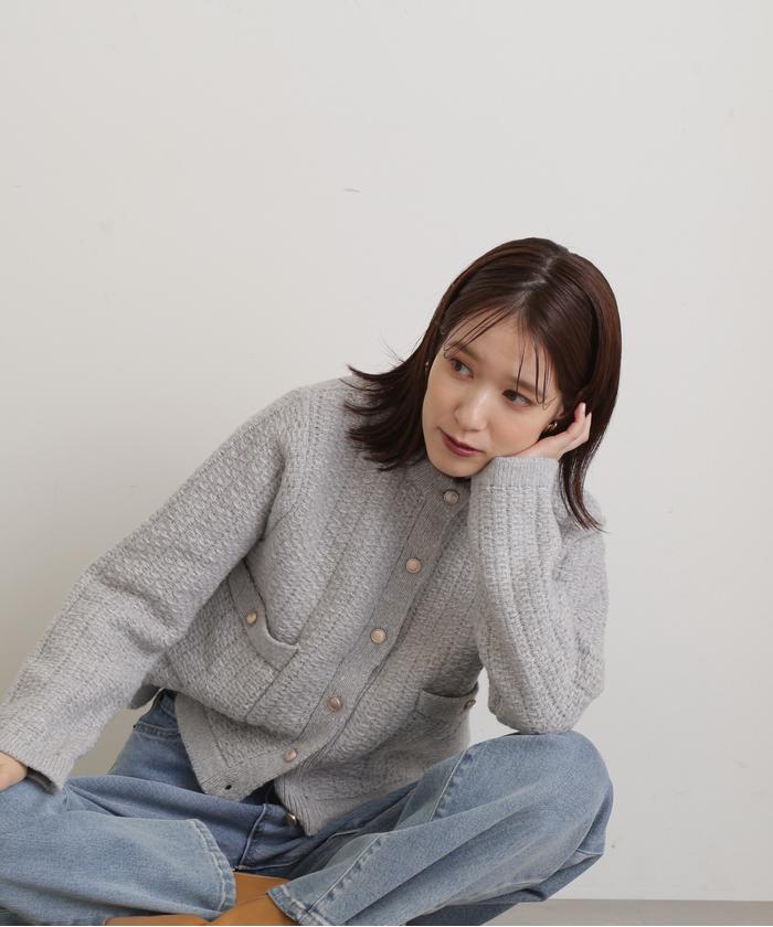 セール 40%OFF】バスケット編みショートニットカーディガン