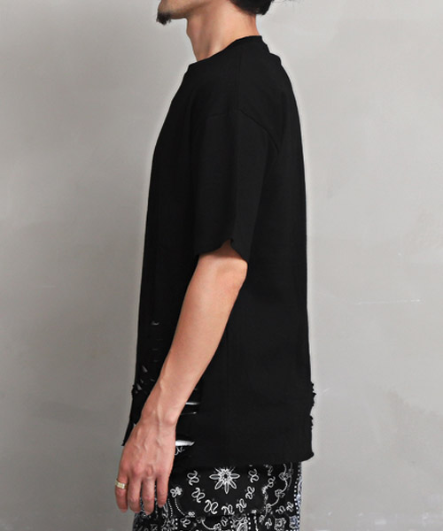 ラグスタイル LUXSTYLE ダメージ加工半袖Tシャツ/Tシャツ メンズ