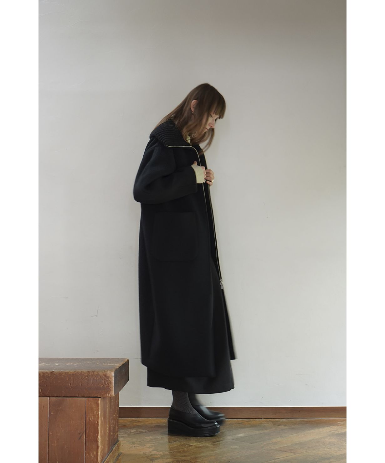 RIB COLLAR WOOL LONG COAT(505489468) | クラネ(CLANE) - d fashion