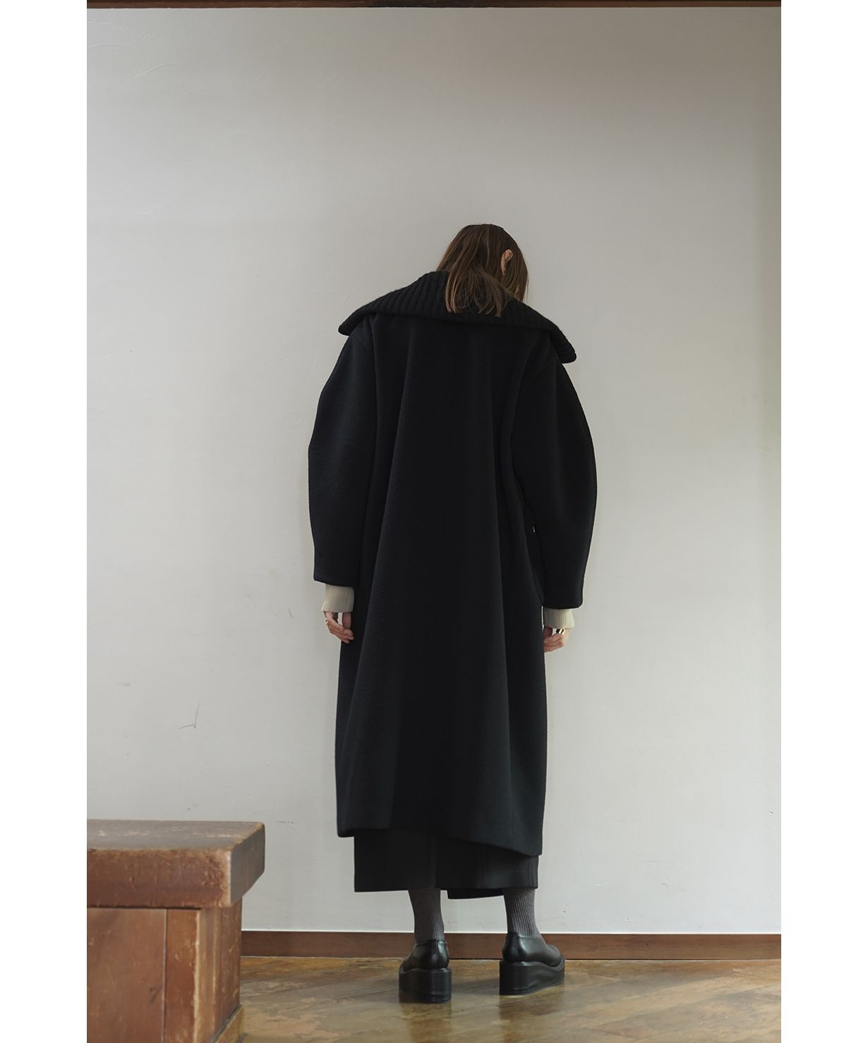 RIB COLLAR WOOL LONG COAT クラネコート セール 40%OFF】RIB COLLAR WOOL LONG COAT(505489468) | クラネ