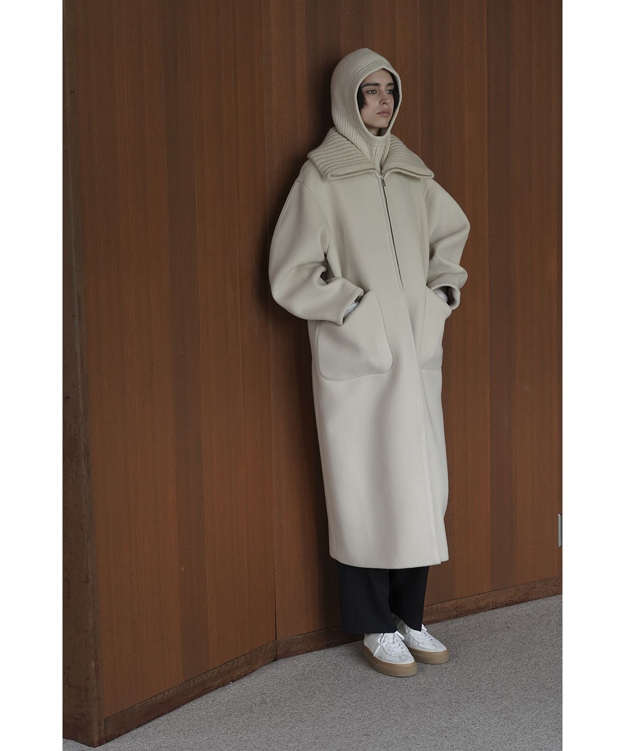 RIB COLLAR WOOL LONG COAT クラネコート セール 40%OFF】RIB COLLAR WOOL LONG COAT(505489468) | クラネ