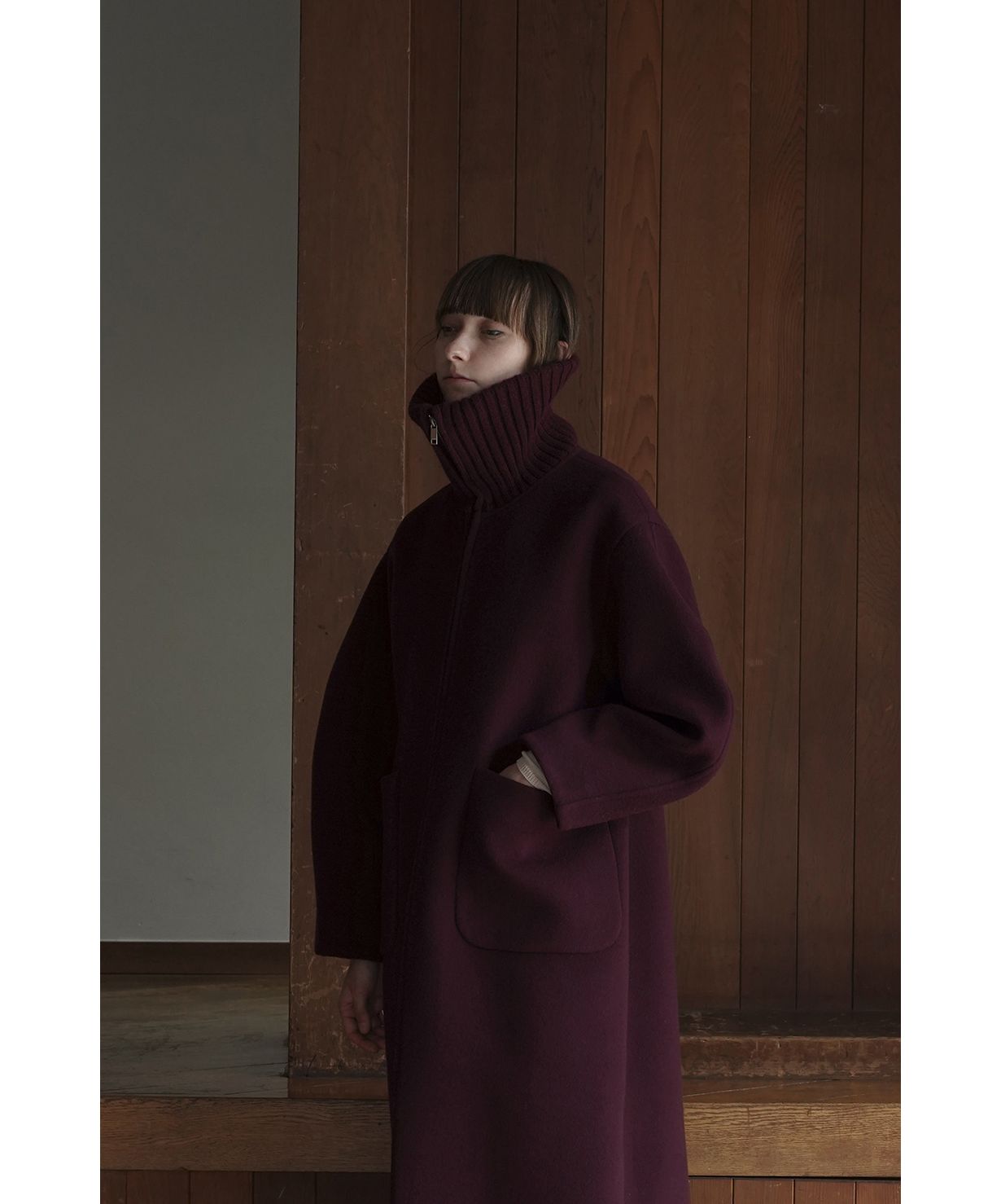 RIB COLLAR WOOL LONG COAT クラネコート セール 40%OFF】RIB COLLAR WOOL LONG COAT(505489468) | クラネ