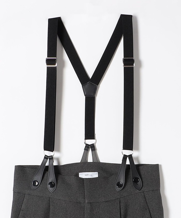 SHIPS any　マニッシュ サスペンダー ワイド パンツ SHIPS any:〈洗濯機可能〉マニッシュ サスペンダー ワイド