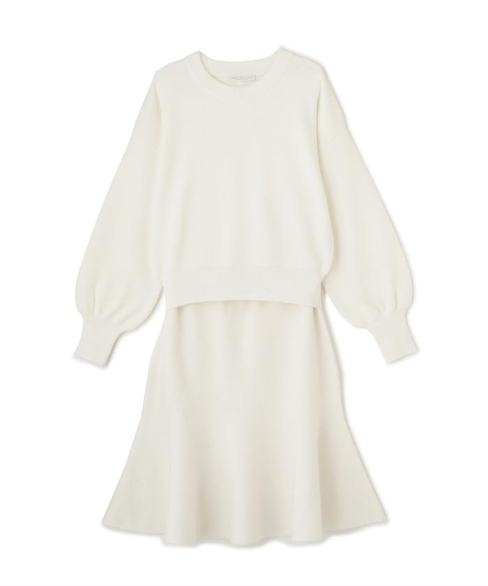 プロポーションボディドレッシング　ニットミニスカートセットアップ　S エクリュ プロポーションボディドレッシング PROPORTION BODY DRESSING