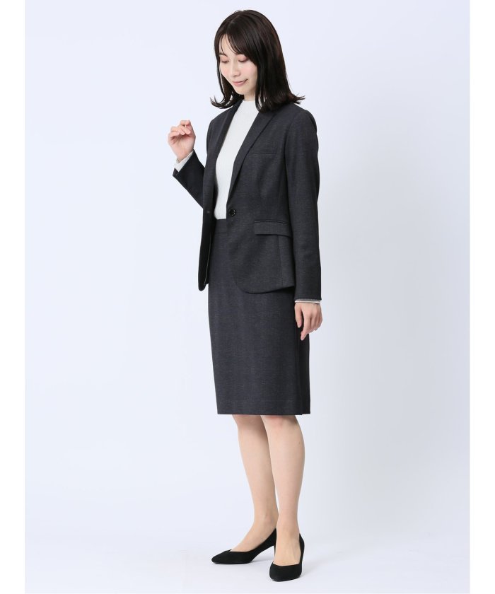 セール】ストレッチポンチ セミタイトスカート チェック紺 レディース