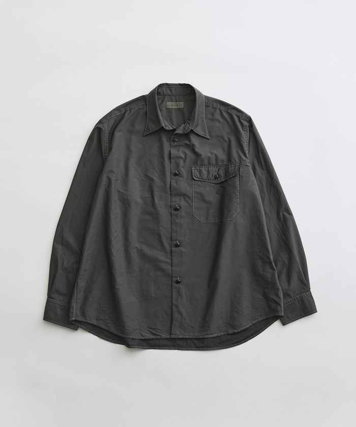 【ブラック系（02）】《High Press Dyeing》シャンブレー タフタ オーバーサイズ ワークシャツ / セットアップ対応